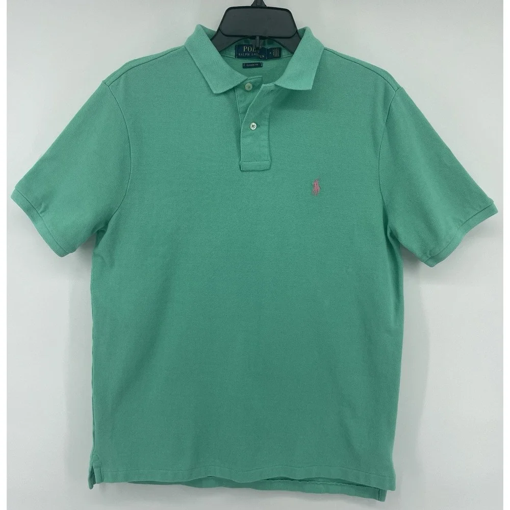 Polo Ralph Lauren Polo Shirt Men Medium Green Classic Fit Golf Old Money Coastal